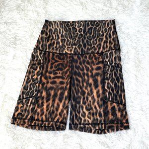 Yogalicious Lux High Rise Leopard Animal Print Bike Biker Shorts S